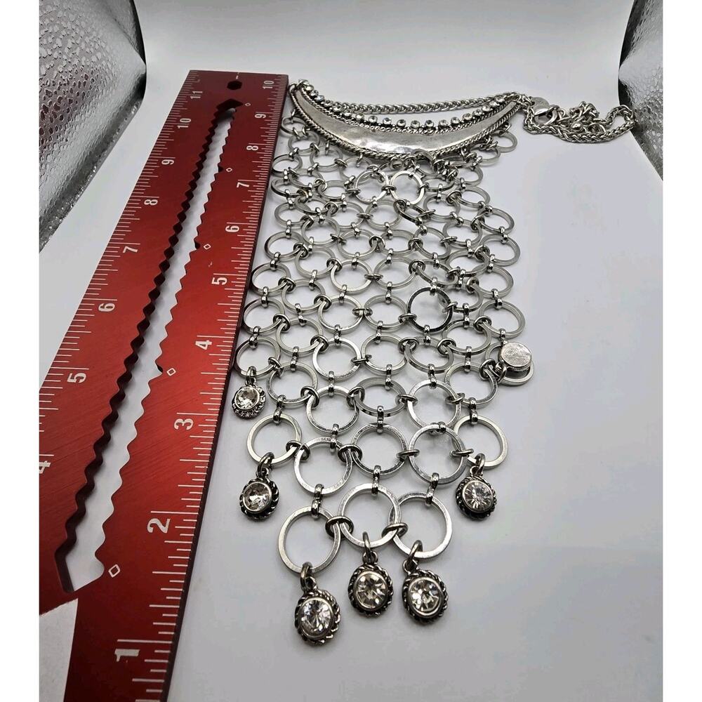 Chico's Necklace Gipsy Chainmail Breastplate Style Crescent Drapp Meshed Effect - Picture 3 of 6